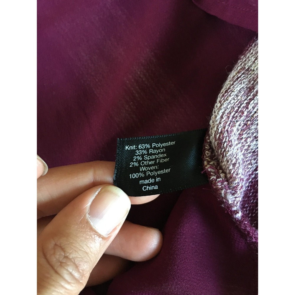 Lane Bryant Sweater Womens 22/24 Burgundy Gray Stripe Chiffon Hem Long Sleeve - Picture 9 of 16
